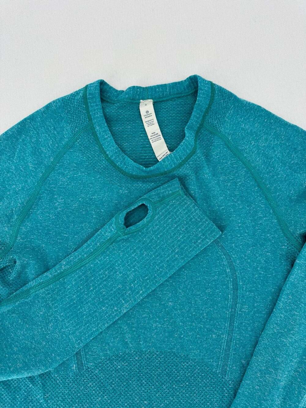Lululemon Swiftly Tech Long Sleeve Shirt 2.0 Size 4 Blue Teal Heathered